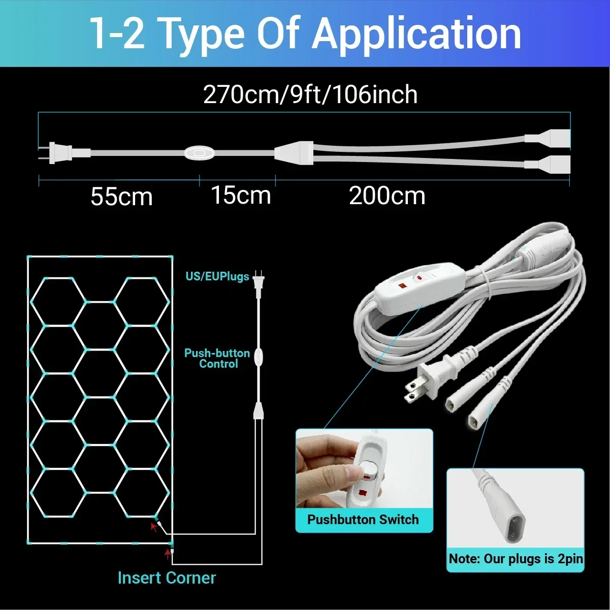 ضوء سقف على شكل قرص العسل قابل للتعتيم بثلاثة ألوان سداسية 3000k-6000k مناسبة للإضاءة التجارية في صالونات الشعر/المرآب/ورش العمل #4