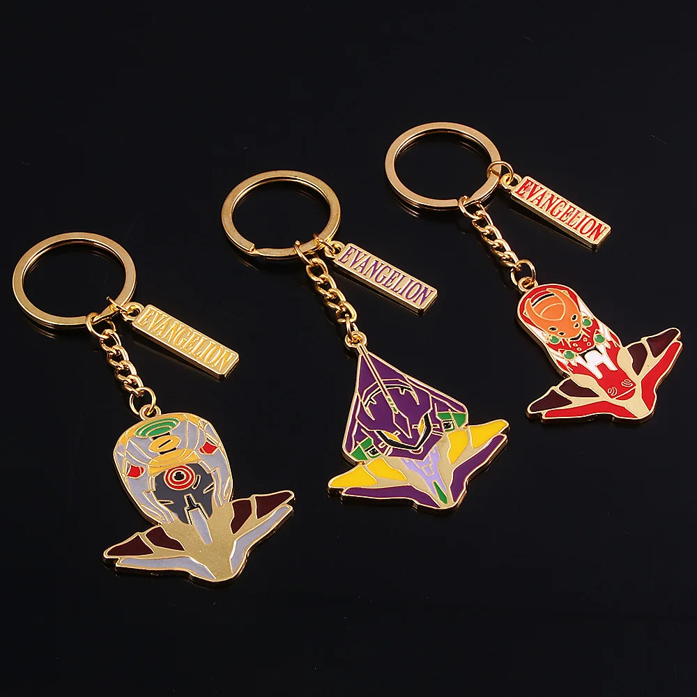 LLavero esmaltado de Anime del nuevo siglo Evangelion, llavero con colgante de armadura de combate de dibujos animados para Fans, accesorios de Cosplay, regalos de joyería