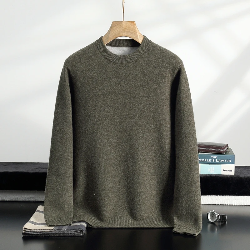 Men's 100%Cashmere Pullover Sweater O-Neck Sophisticated Regular Fit Silhouette Heat retentive Smooth Long Sleeve Knit Top