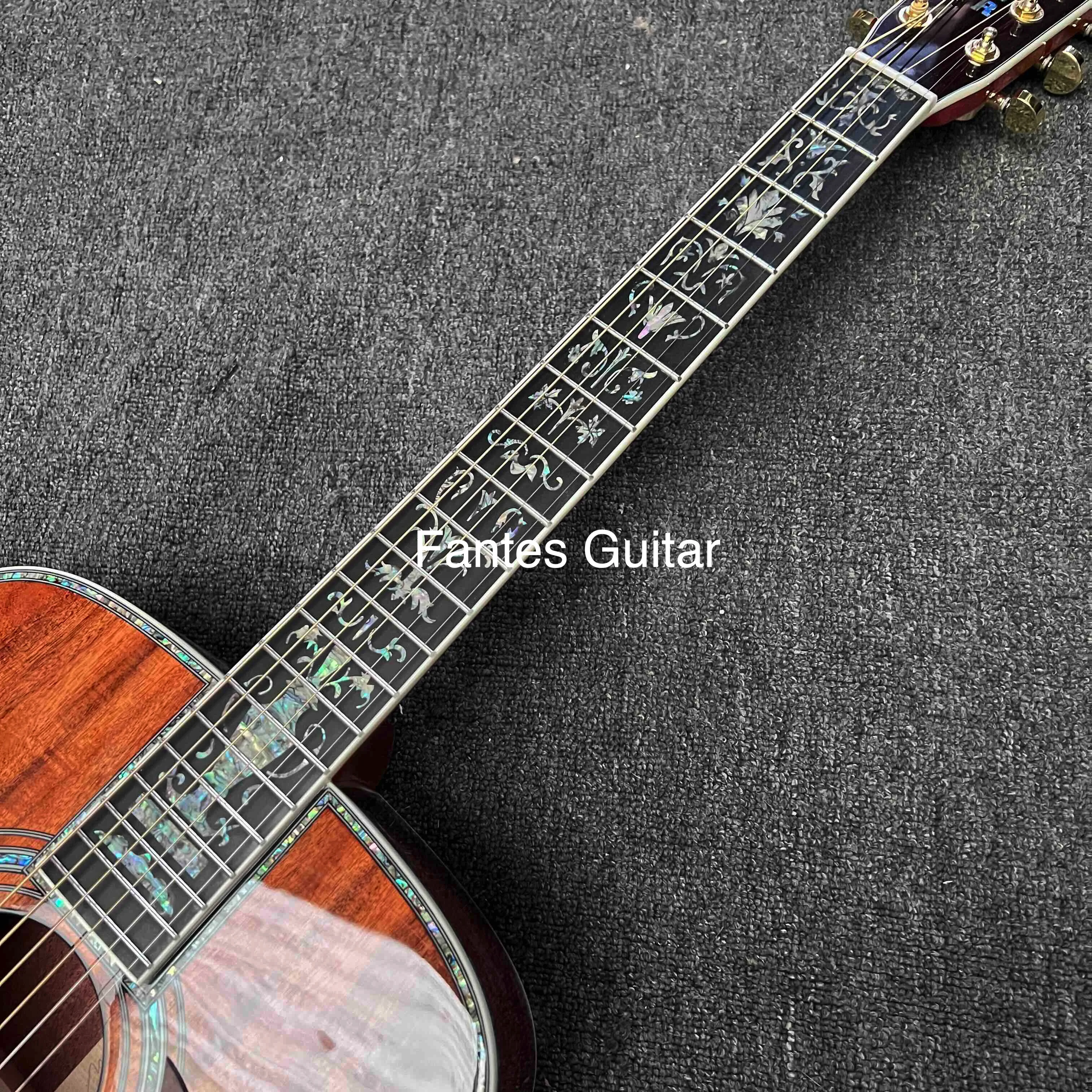 مخصص 6/12 سلاسل الصلبة KOA الجانب الخلفي أذن البحر ملزمة الغيتار الصوتية مع شعار مخصص في أذن البحر #6