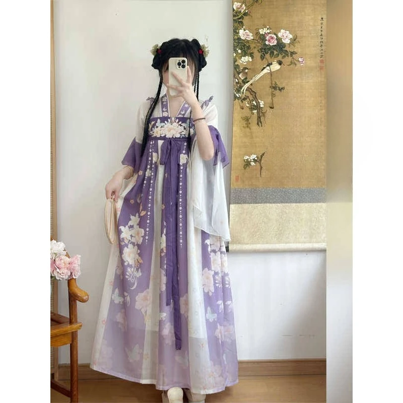 المرأة الصينية التقليدية القديمة أنيقة فستان هانفو الجنية التطريز مرحلة الرقص الشعبي زي الرجعية سونغ سلالة مجموعات #3