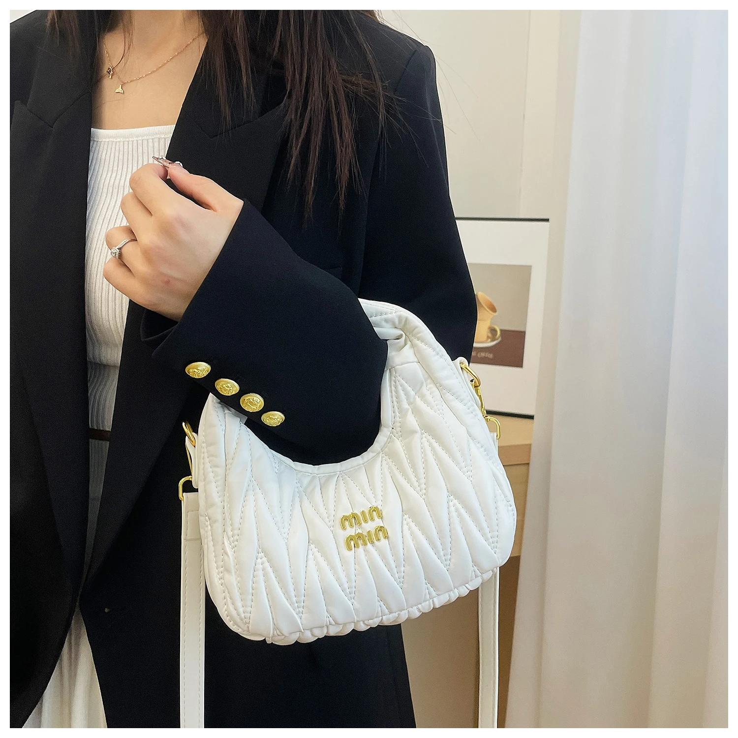 Personalized Silver Buckle Underarm Square Bag For Women Summer Autumn New Fashion Chain Bag Light Luxury Shoulder Crossbody Bag