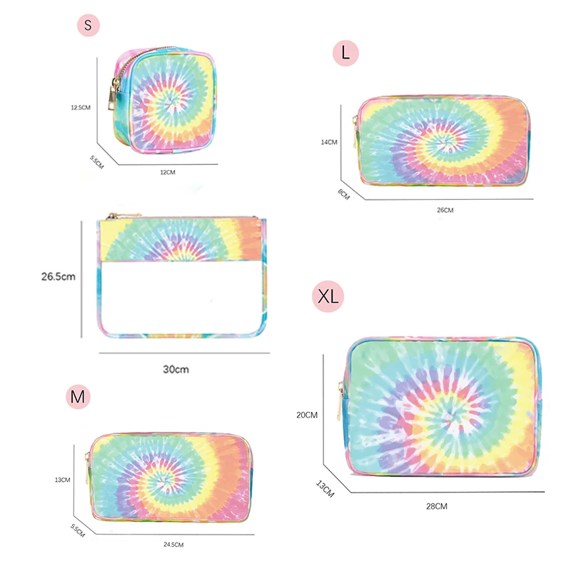 Rainbow Tie-dye Toiletry Storage Pouch Makeup Bag Outdoor Travel Wash Cosmetic Bag Organizer Birthday Party Team Gift