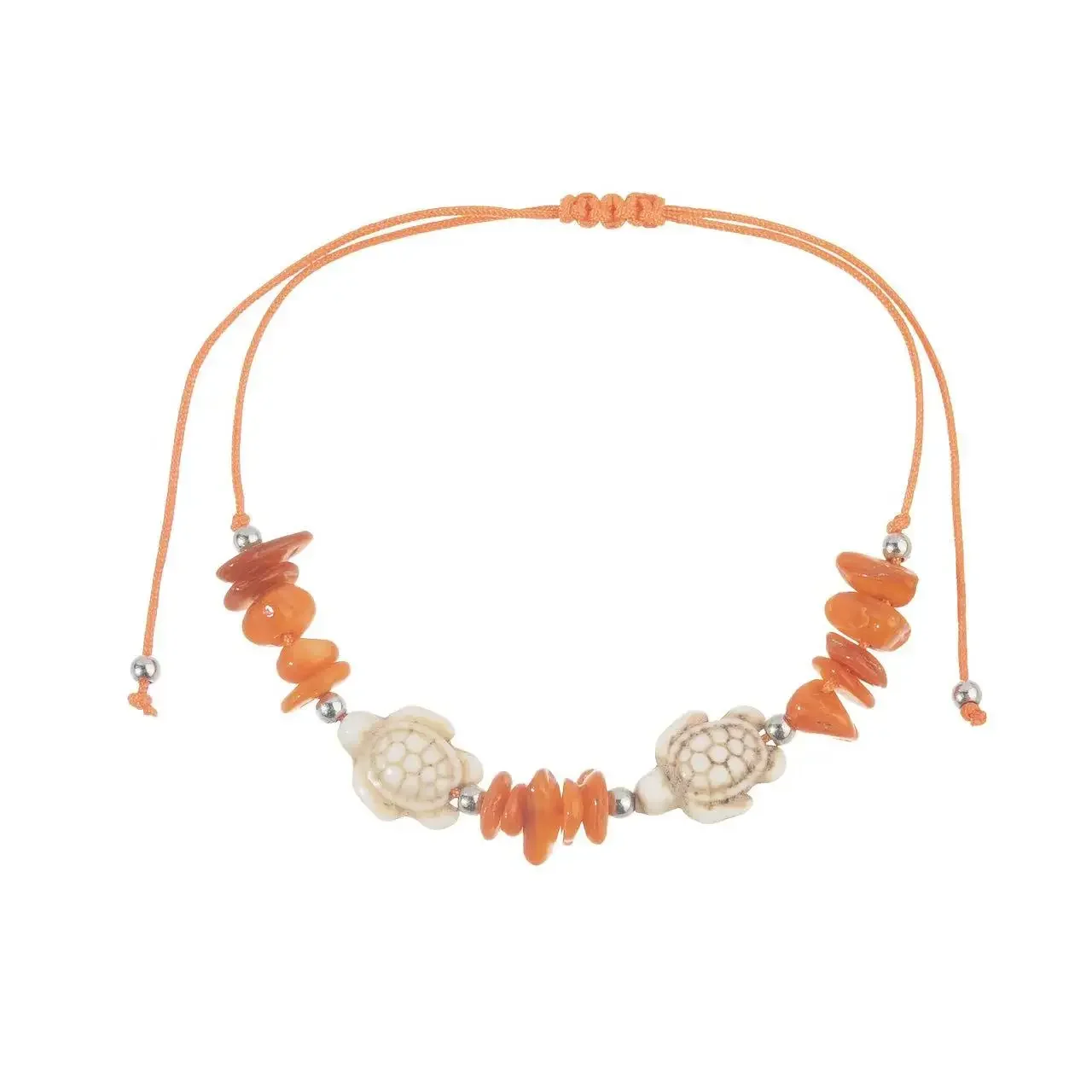 Bracciale con perline di tartaruga in pietra naturale colorata irregolare bohémien da 12 pezzi regolabile per uomini e donne