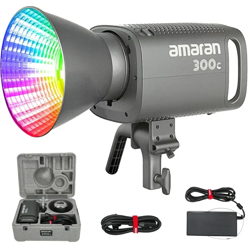 Amaran 300c RGB COB Video Light Bowen Mount 2,500K to 7,500K CCT with G/M Adjustment 26,580 lux 1m with Hyper Reflector