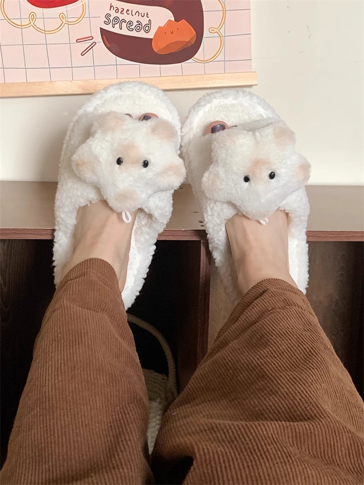 

Women Slippers Indoor Anti Slip Cute Star Shaped Cotton Slippers Comfortable And Warm Autumn And Winter Flat Woolen Slippers