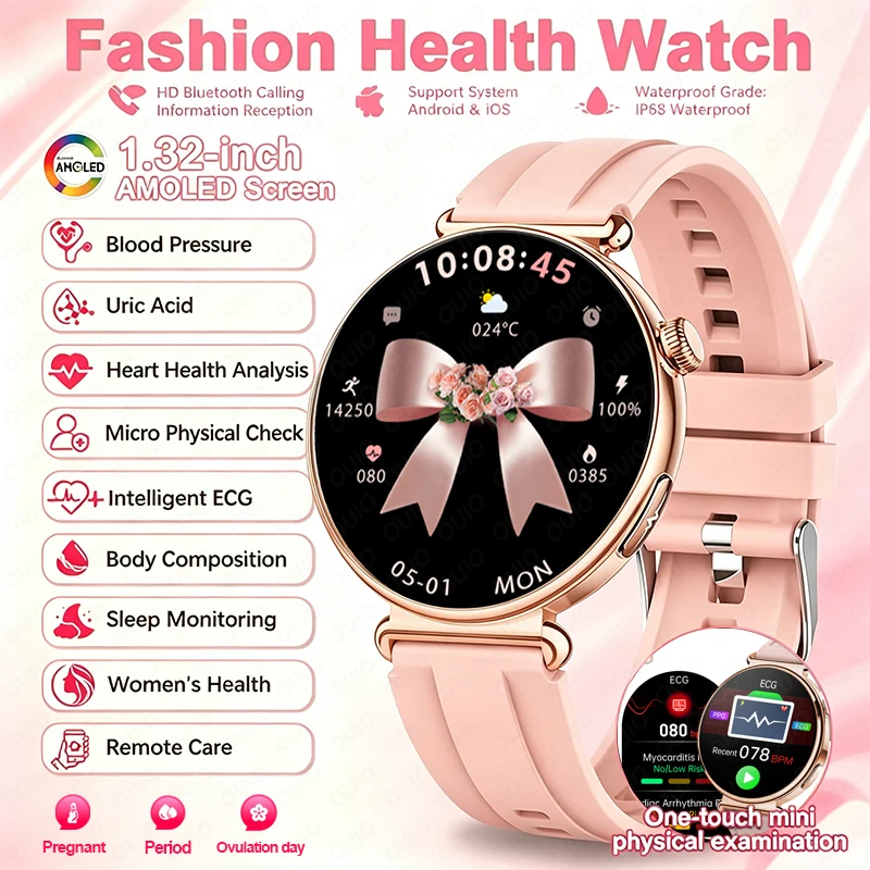 

2026 Micro Physical Examination Smart Watch ECG Women's Health Blood Pressure Heart Rate Blood Sports Sleep Women's Smart Watch