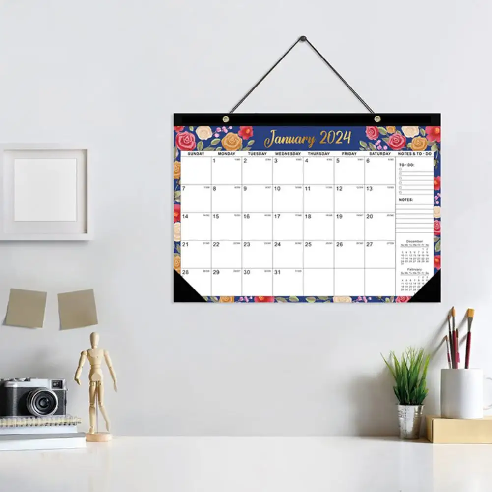 2024 Wall Calendar 18 Months 2024.1-2025.6 English Desktop Paper Calendar To-do List Daily Schedule Planner Yearly calendario