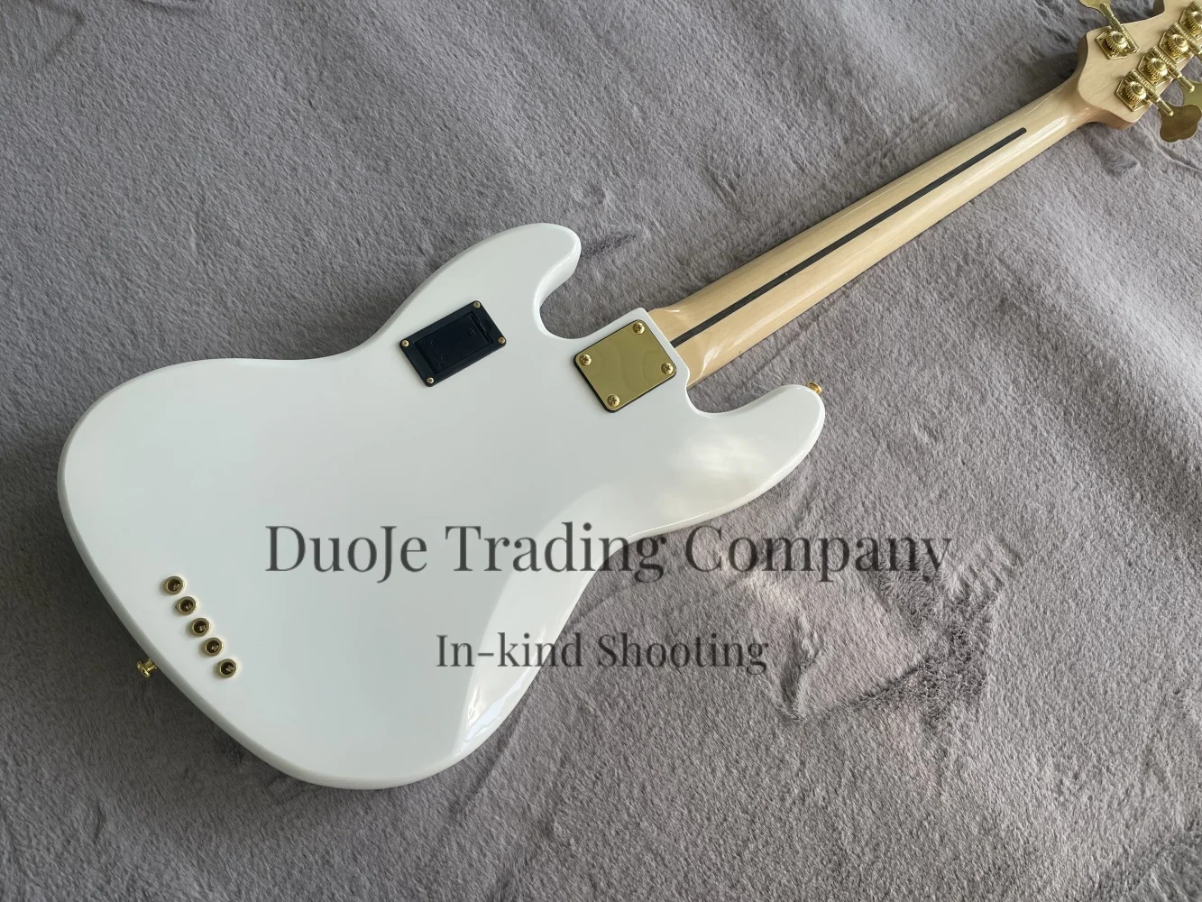 5-string classical white bass, cream bass, golden bridge, solid wood body, maple fingerboard, active battery, customizable view 3