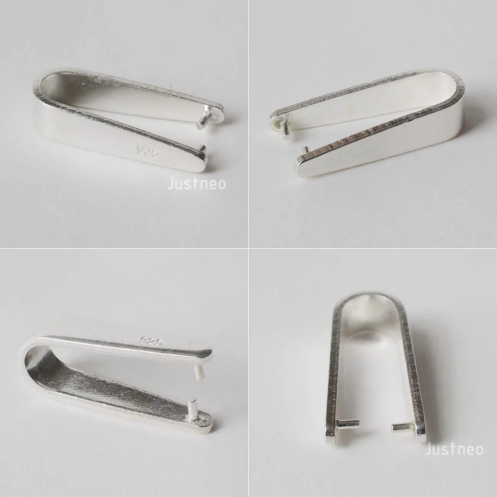 Sterling Silver Clip On Pinch in Pendant Bail Connectors Clasp Slider for Jewelry Making