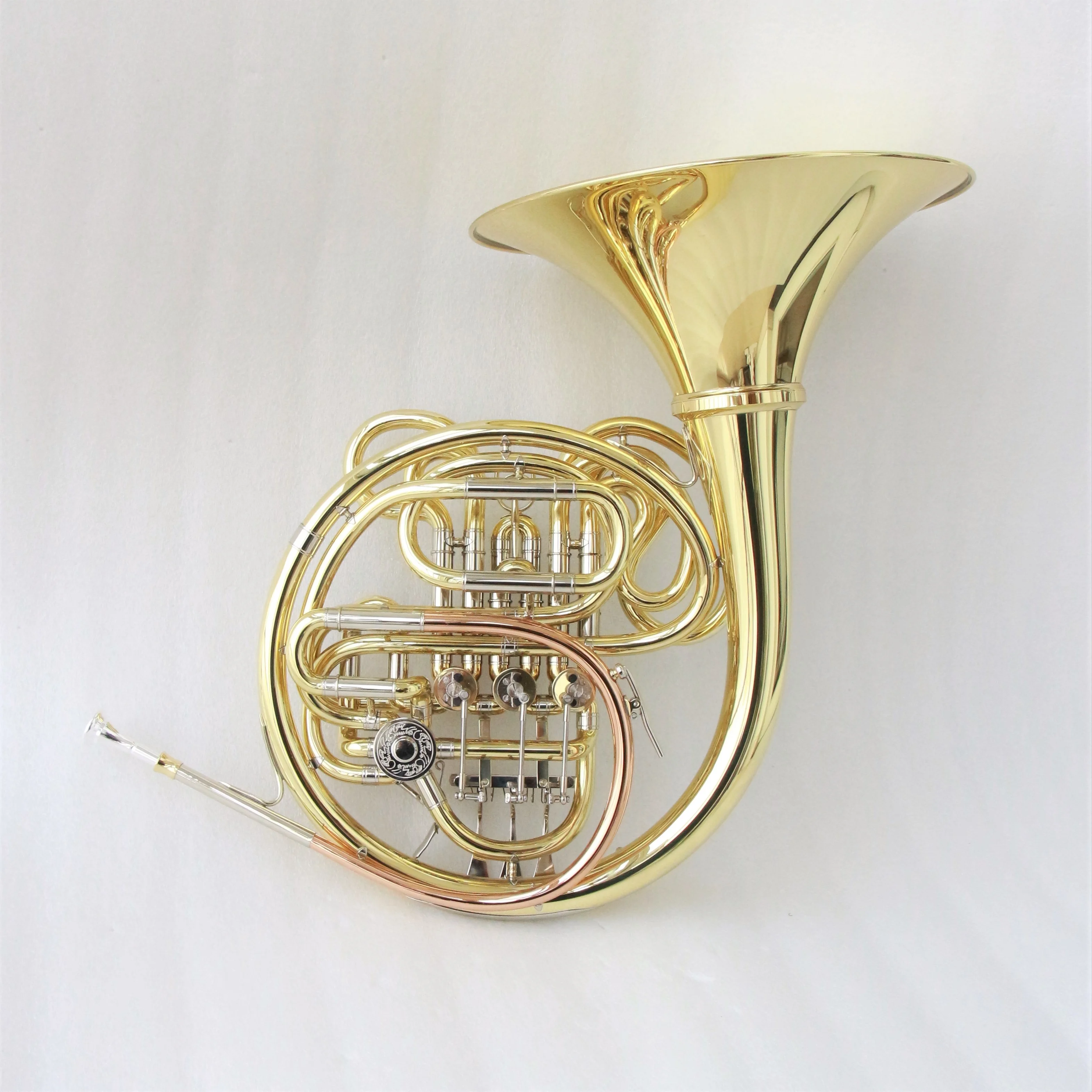 famous brand copy professional double french horn 103 type gold lacquered french horn 4 key