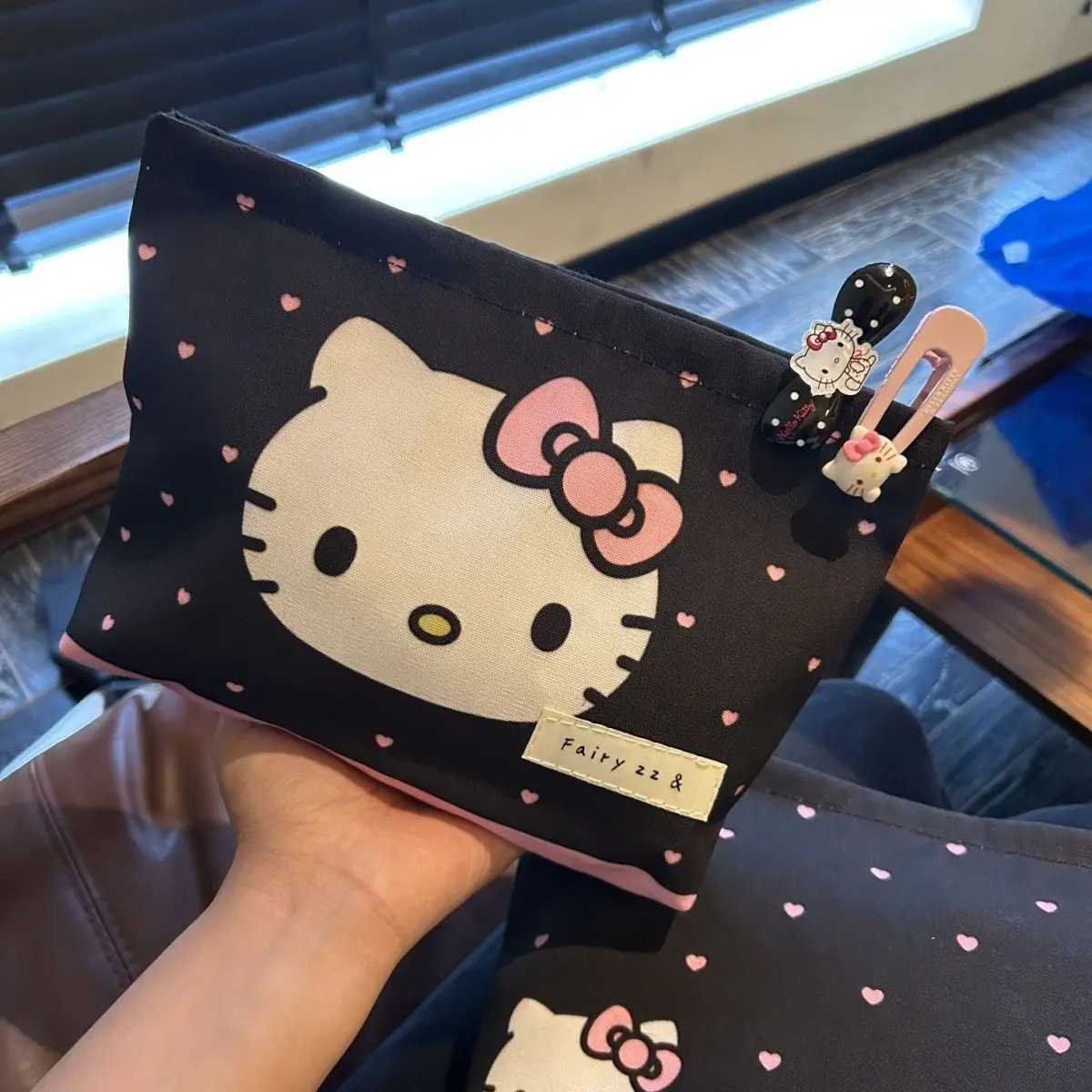 Practical Large Capacity Hello Kitty Makeup Bag Cute Canvas Bag Backpack Liner Travel Grooming Storage Bag New Kawaii Coin Purse