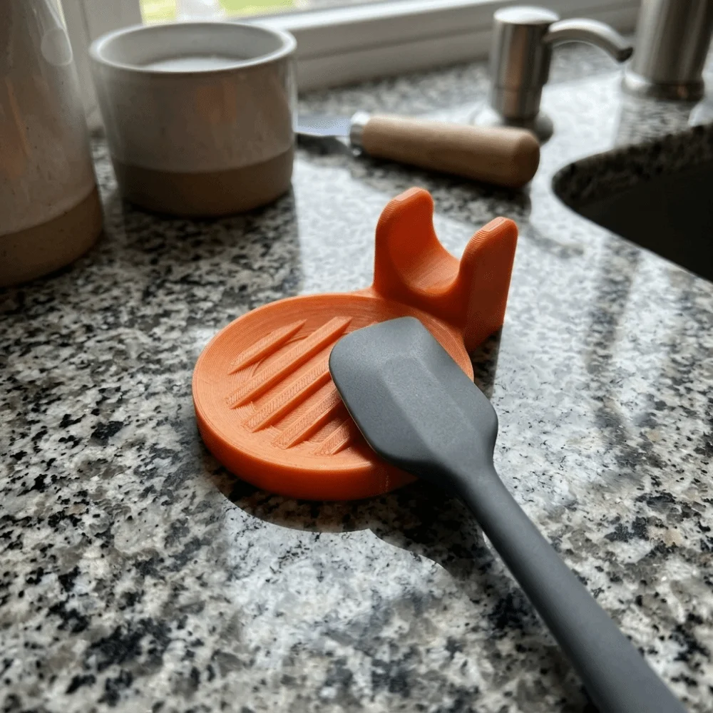 Simple 3D Printed Spoon Holder Orange Anti-drip Spoon Rest Stain-proof Plastic Spoon Organizer Spatula