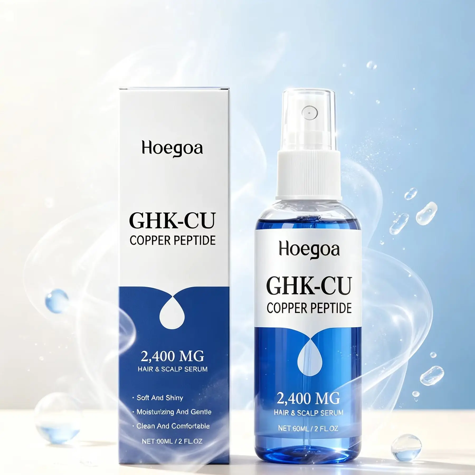 Hoegoa GHK-CU Copper Peptide Hair Growth Spray Shiny Deep Nourishment Strengthening Hair Root Scalp Care Anti Hair Loss Serum