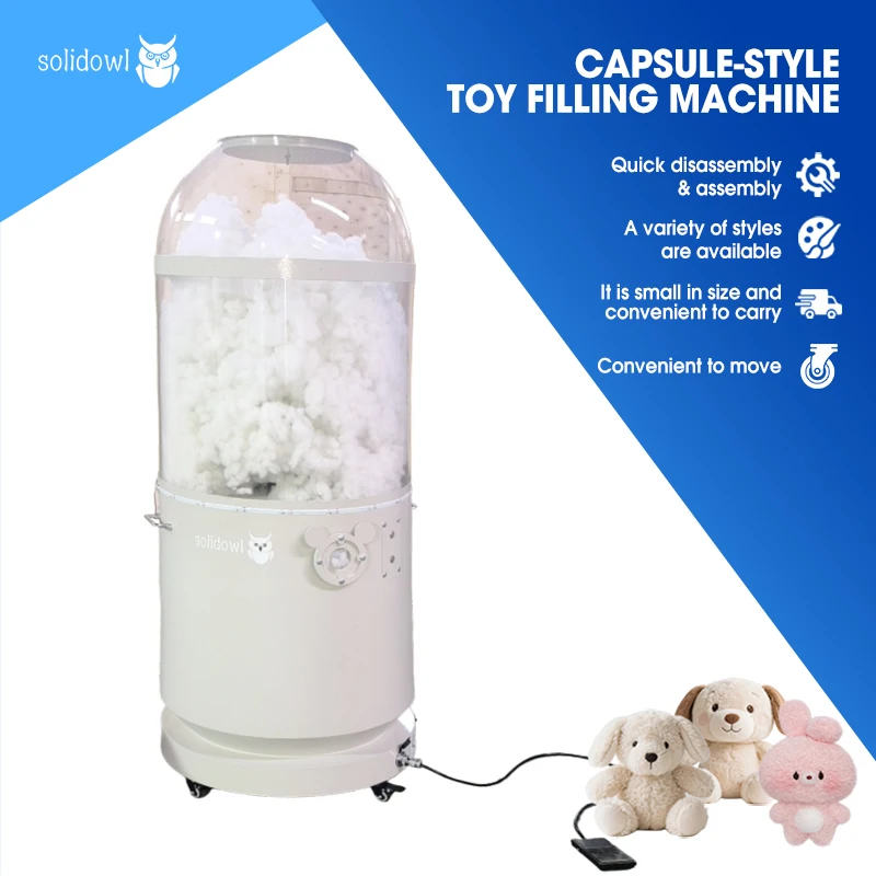 

2026-Automatic Doll Stuffed Cushion Machine White Capsule-TYPE Design Portable Cotton Stuffing Filling Machine for Toys