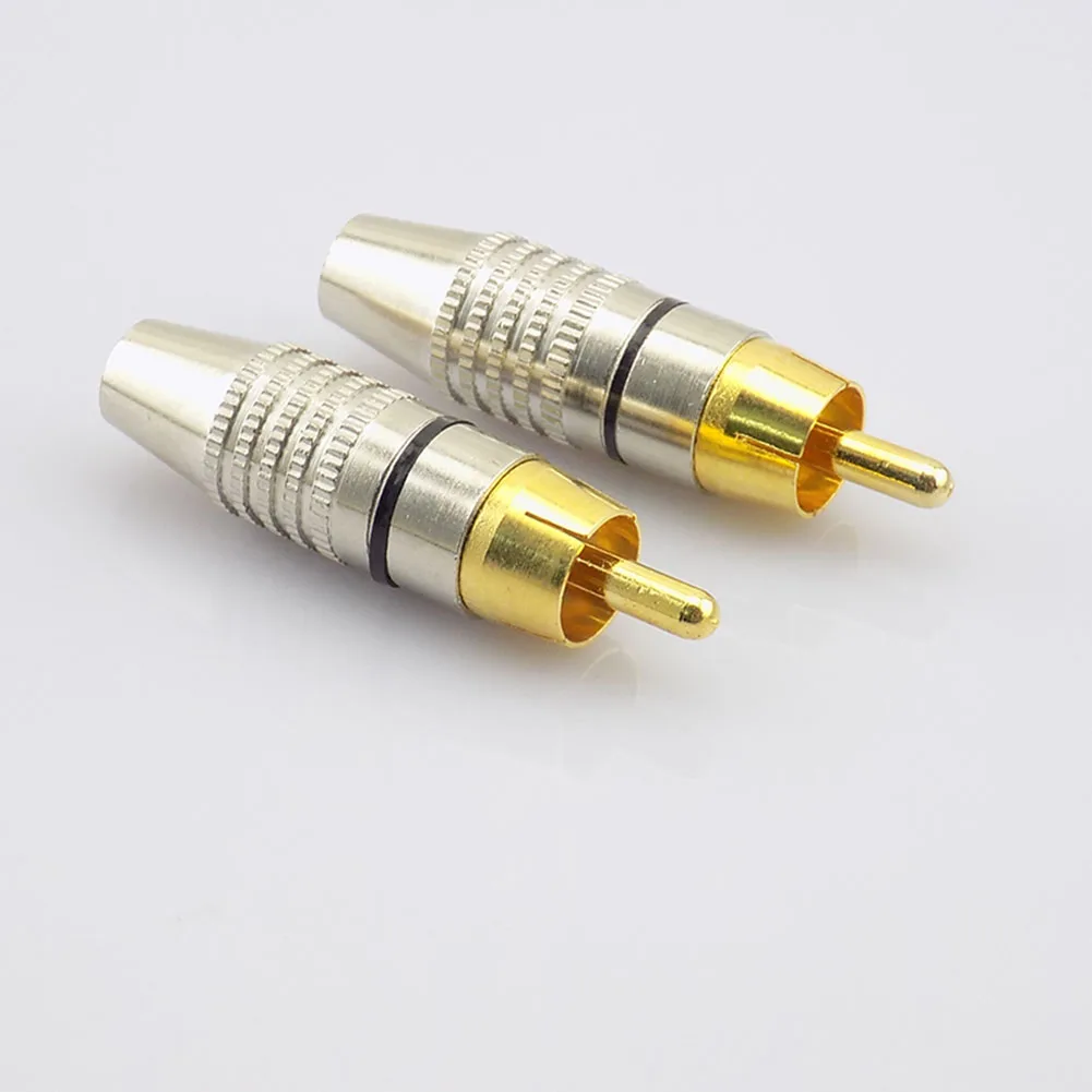 5pcs RCA Male Plug to cabling Connector Adapter Audio Video Cable CCTV camera Non Solder Gold Plated Accessories Q1