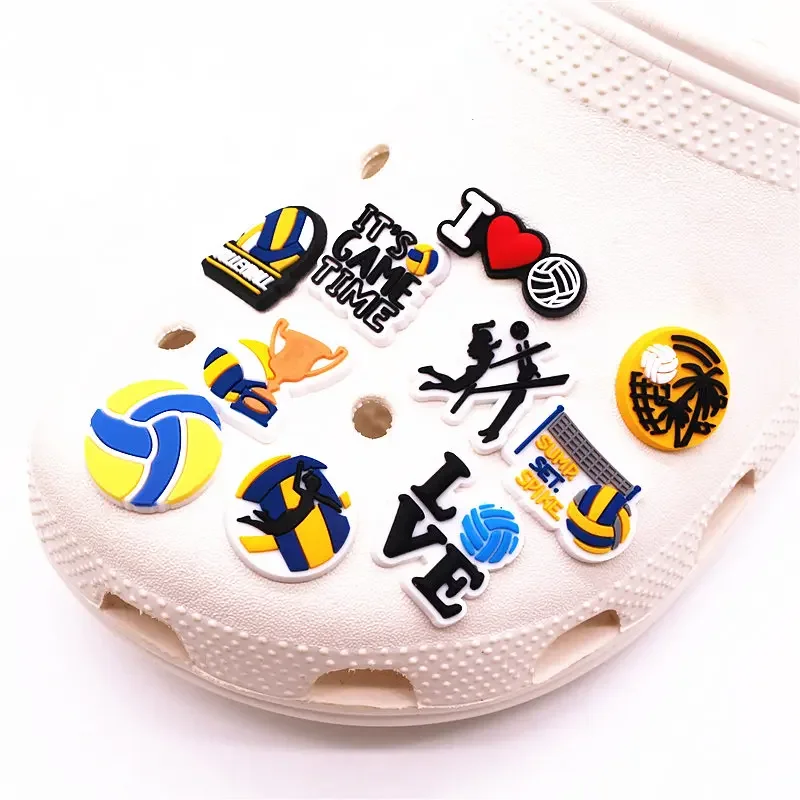 Hot Style 1pcs vollyball PVC Shoe Accessories Volleyball Game Sandals Charms Decoration for Clogs Buckle Unisex Party Gifts