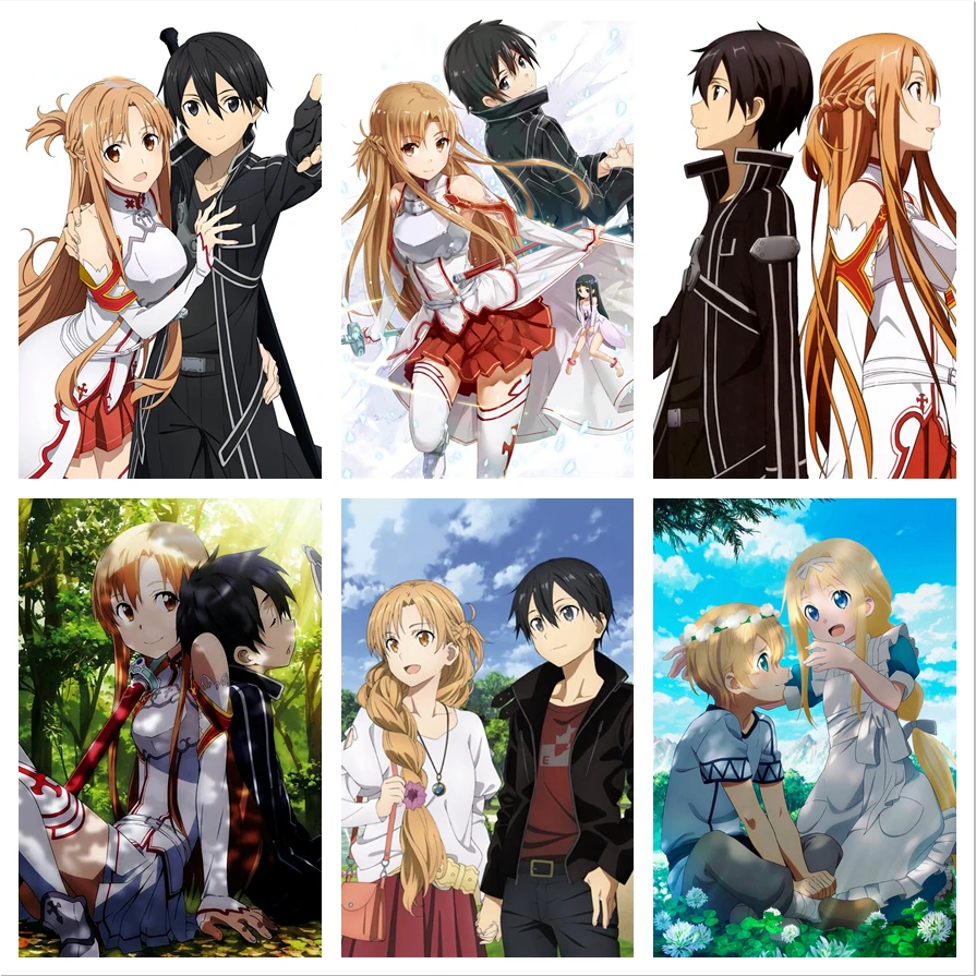 5D DIY Diamond Painting Sword Art Online Kirito/Asuna Anime Full Square Diamond Embroidery Cross Stitch Kit Diamond Mosaic