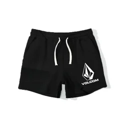 Pantalones cortos deportivos Volcom para correr, shorts moldeadores con cordón, color negro