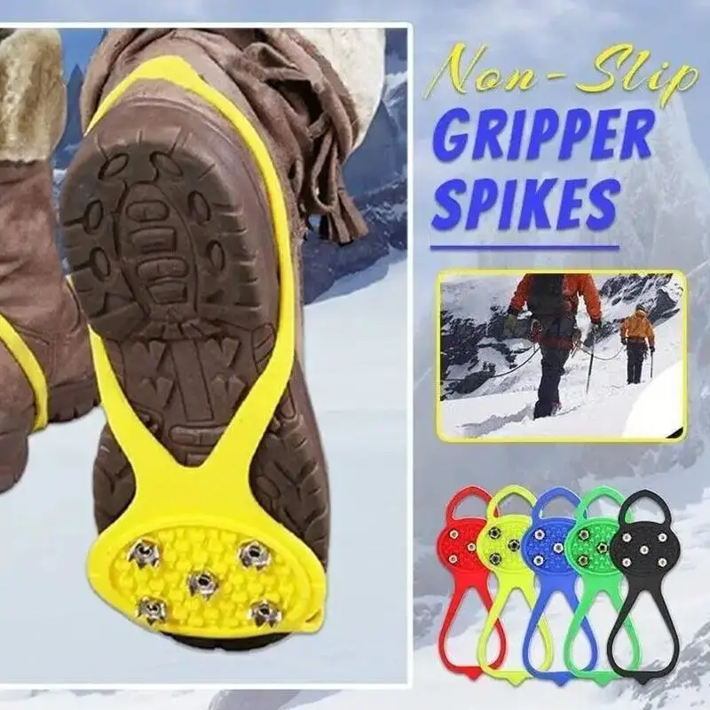 2025 Stahlbolzen, Schnee-Eisklaue, 5 Bolzen, rutschfestes Gummi, langlebige Schuhabdeckung, Winter, Klettern, Wanderungen, Outdoor-Stollen, Steigeisen, Unisex