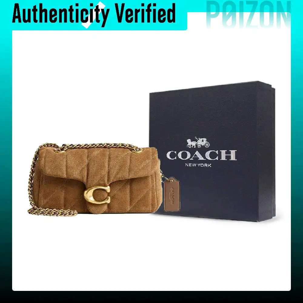 COACH Tabby Suede And Smooth Leather Shoulder Bag, Crossbody Bag Small Women's Brass & Cedar CW626-B4CED