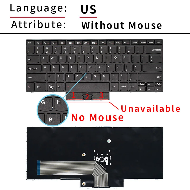 GZEELE-Teclado sin retroiluminación para Lenovo, accesorio para Thinkpad Edge E40, E14, E50, E15, 60Y9669, en inglés, 60Y9597, 60Y9633