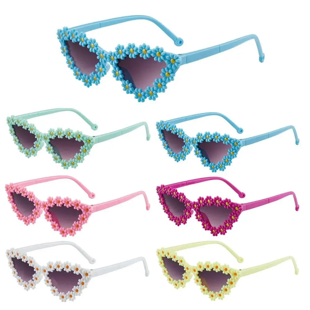 Cat Eye Frame Children Flowers Sunglasses Sun Protection Vintage Children Shades 3-18 Years Disco Festival Party Glasses