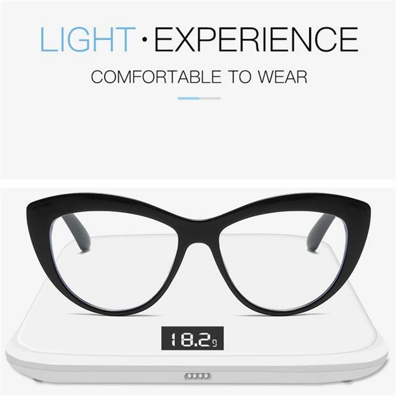 Anti Blue Rays Cat Eye Prescription Glasses With Cylinder Retro Red Frame 1.56 Aspheric Minus Spectacle Women 0 -0.5 -0.75 To -6