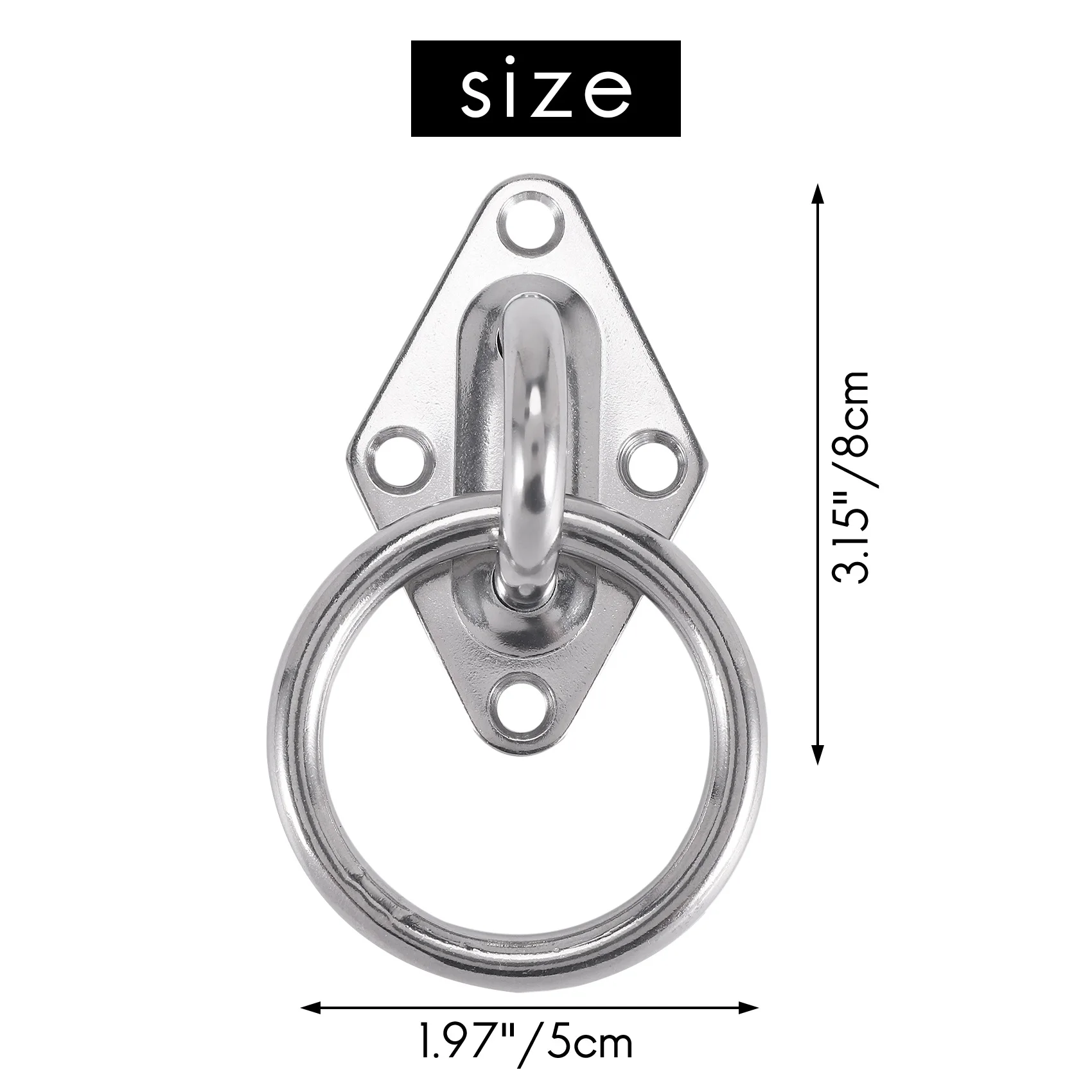 WFF 80Mmx50Mm Mounting Hook For Wall Or Ceiling With Round Ring Stainless Steel - Bracket / Attachment For Sling Trainer, Hammo