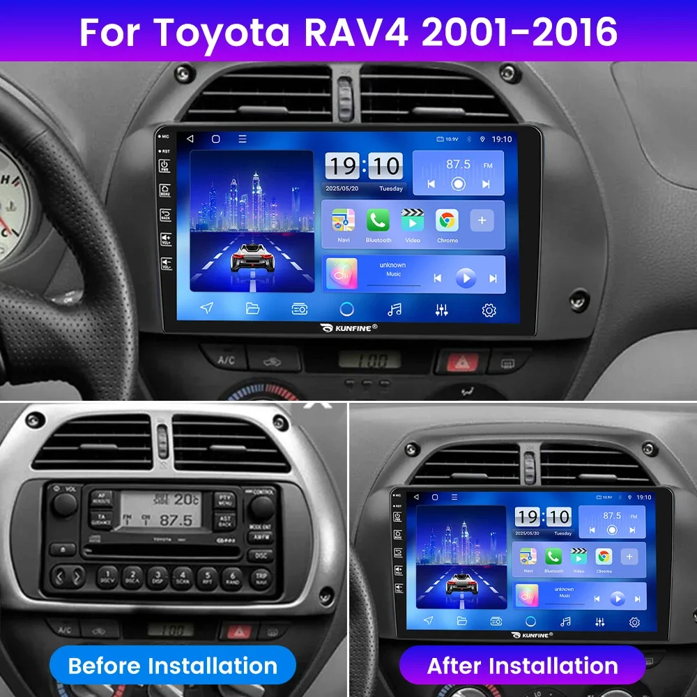 2Din Android Car Radio For Toyota RAV4 2001-2016 Multimedia Video Player GPS Navigation Stereo Audio Head Unit Carplay 4G Wifi