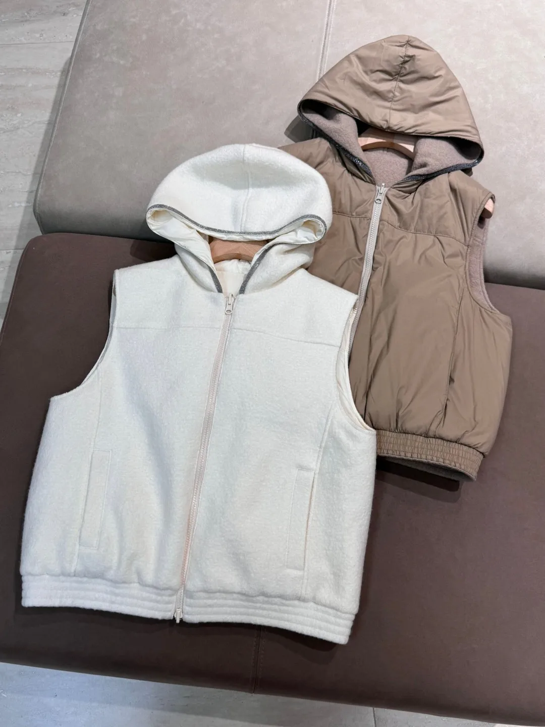 Autumn Winter  Hooded Wool Vest Jacket Casual Double-sided Wear Warm Jacket