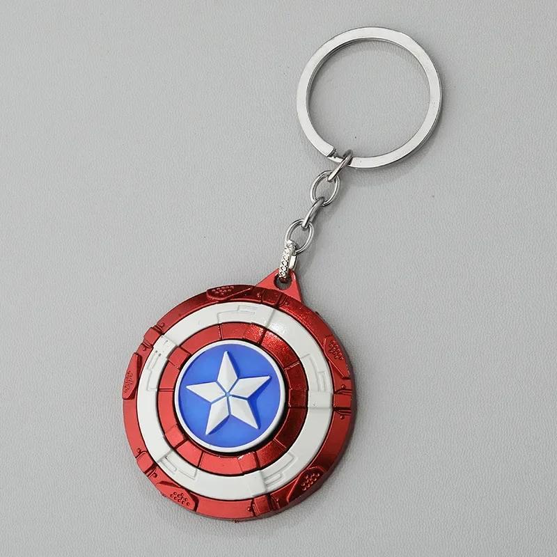 Creative Marvel Series Captain America Shield Keychain Rotating Dripping Shield Avengers Keychain Popular Accessory Pendant