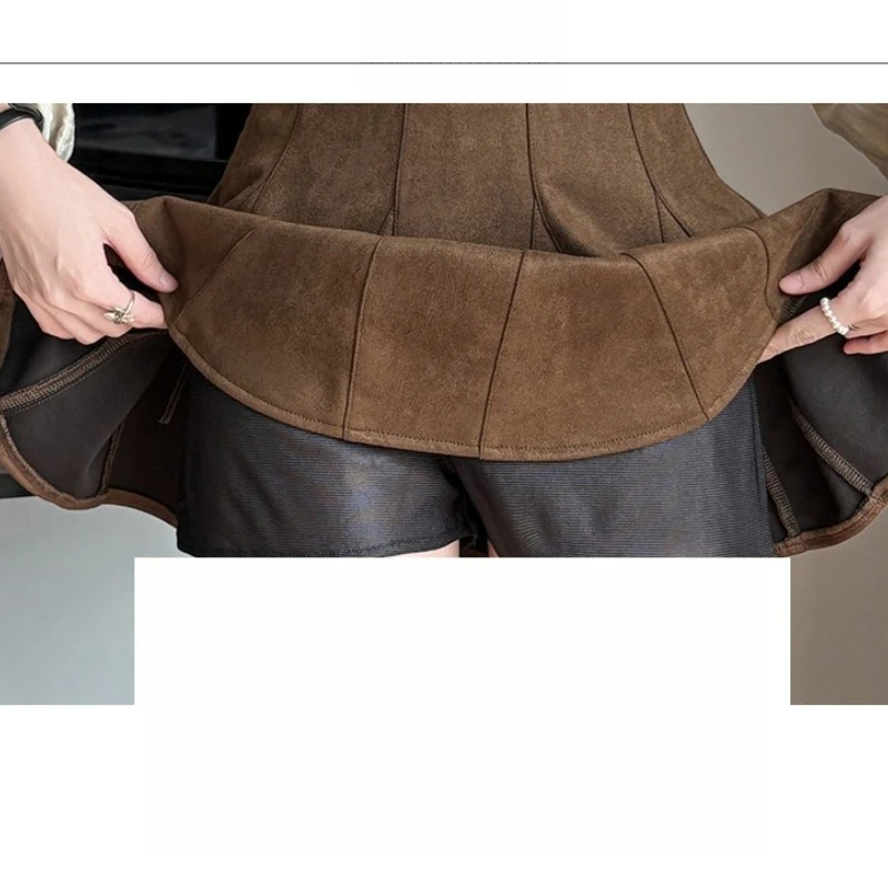 Hohe Taille Vintage Samt Plissee frauen A-linie Röcke 2025, Neue Herbst Winter Koreanische Skater Kuchen Mini Röcke Weibliche