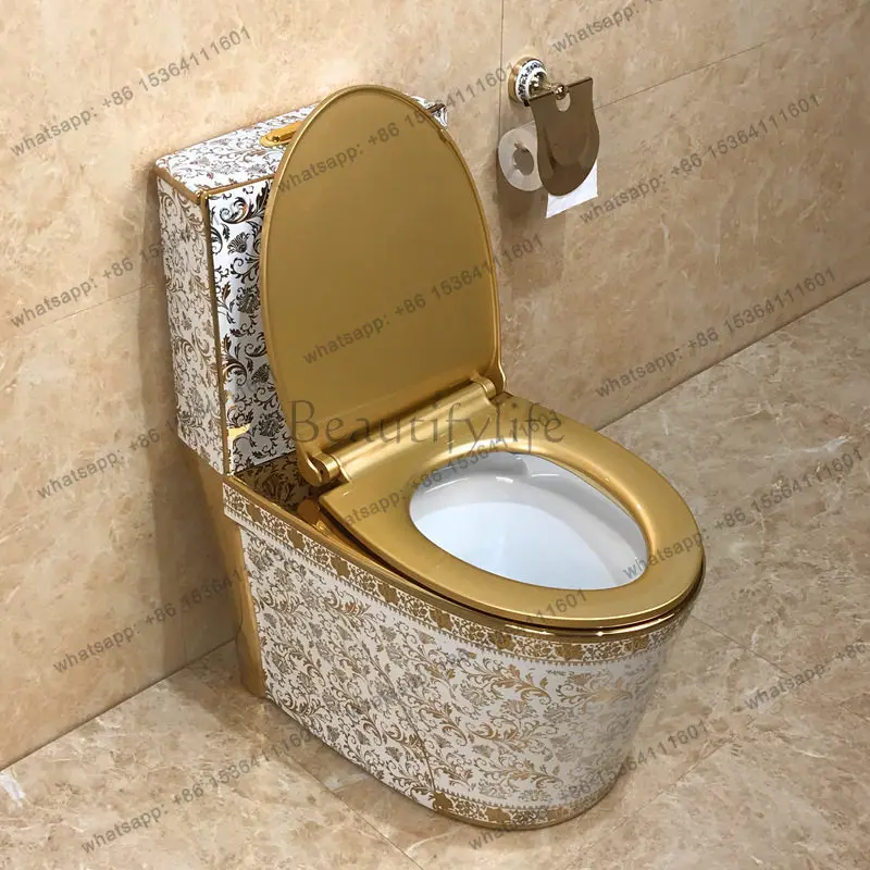 

Gold pattern color toilet water saving electroplating gold toilet