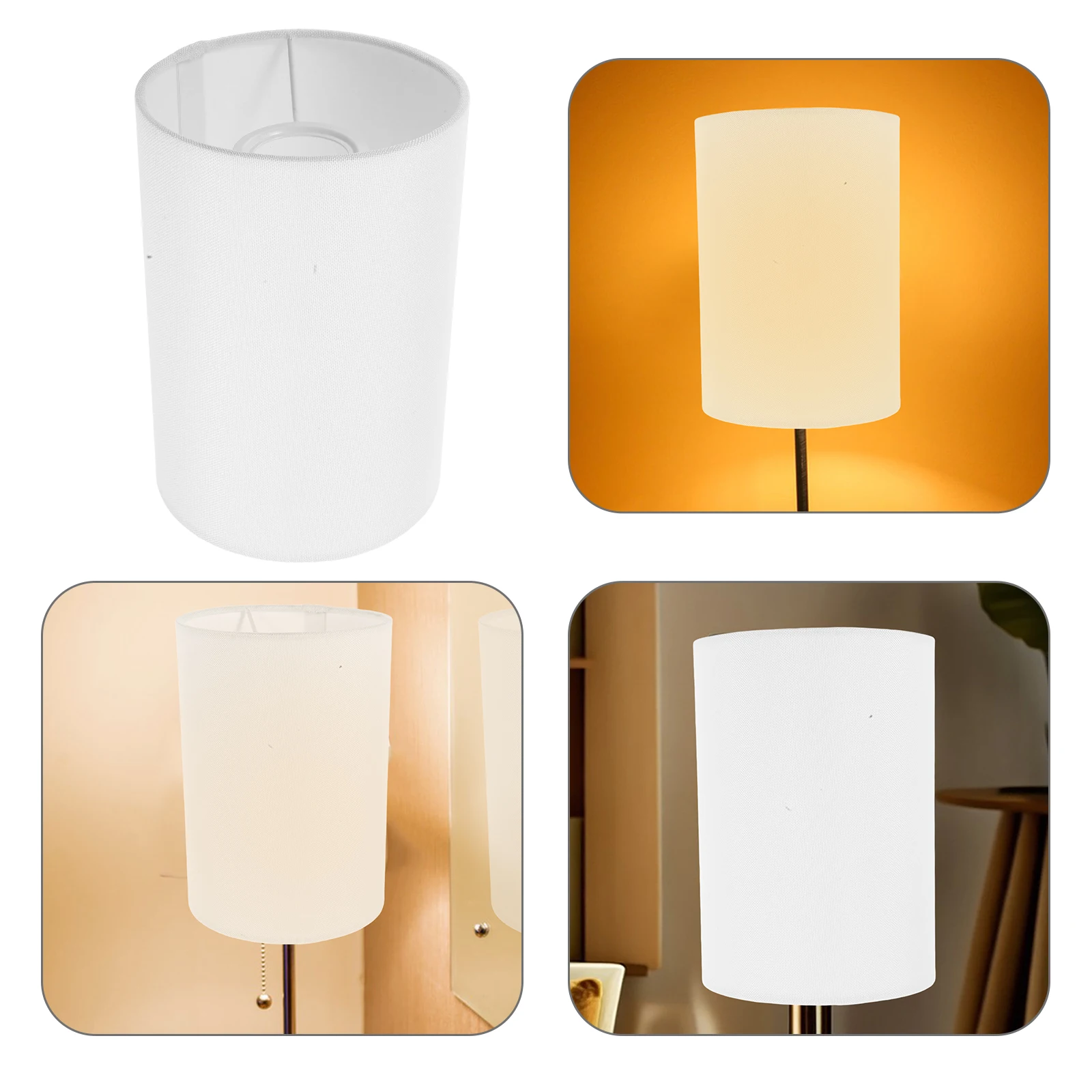 

Lampshade 3.8cm Hole White Round Table Desk Cloth Iron Ch Thin Pendant Light Covers Bedroom Drum Lampshades Warm Lighting