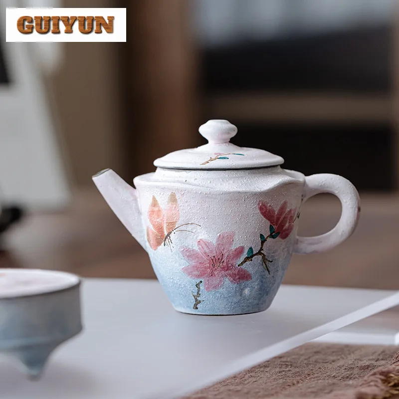 

120 мл ручная роспись чайник с магнолией дзен чайник заварник горшок чайник с шариковым отверстием чайные предметы аксессуары украшения ремесло