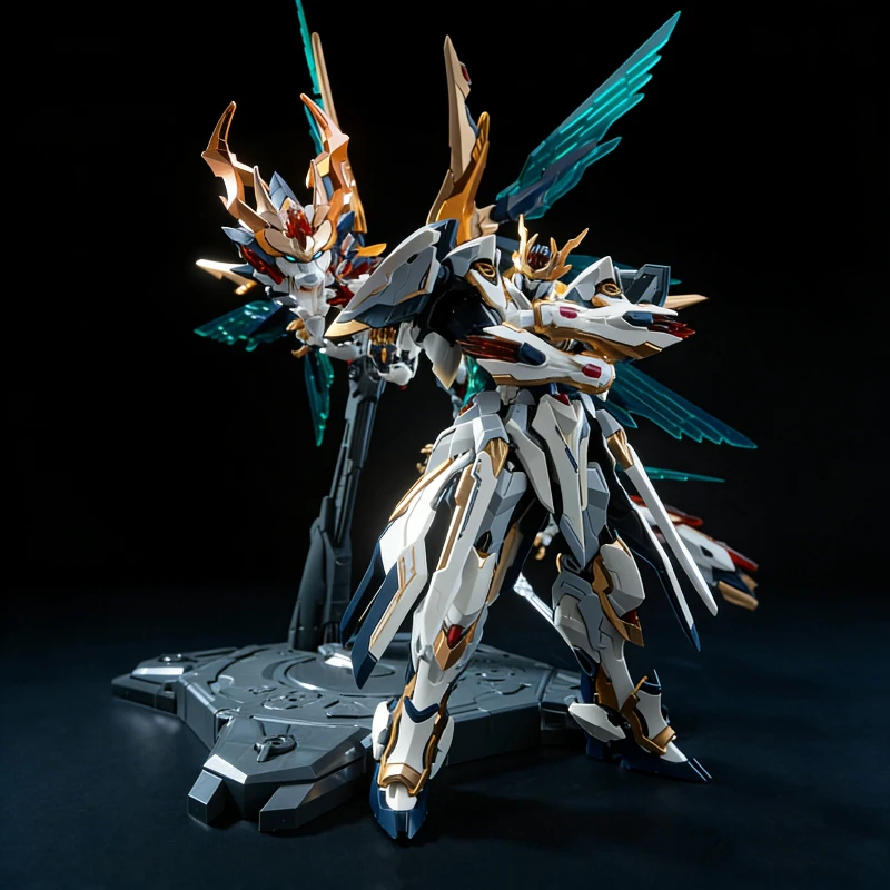 ชุดประกอบโมเดลหุ่นยนต์โครงกระดูกโลหะผสมจักรพรรดิหวง 1/100 ของเล่นแอ็คชั่นฟิกเกอร์พร้อมมังกรเทพ ของตกแต่งโต๊ะทำงาน ของขวัญสำหรับเด็กผู้ชาย