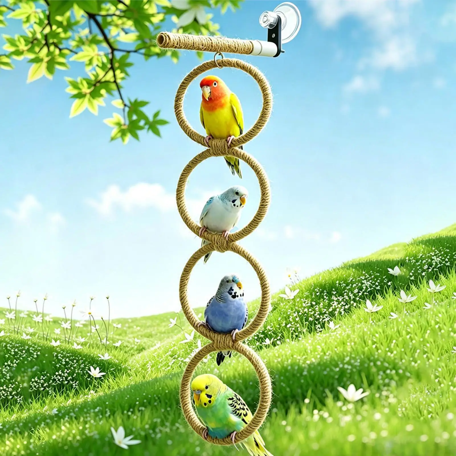 Window Perch for Birds U-Shape Suction Cup Window Mount Stand Bird Perch for Garden Outdoors Poop Watcher Humming Watching