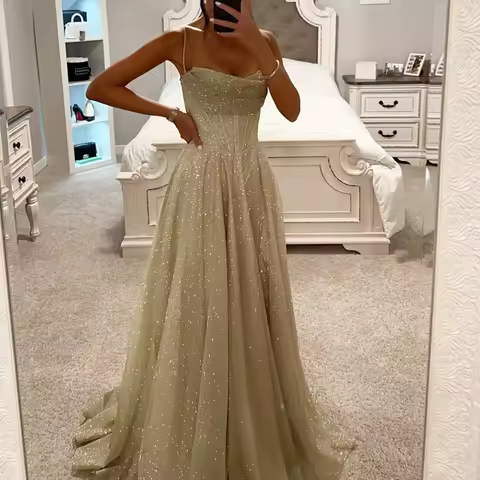 Women Hollow Sleeveless Mesh Evening Dress Bronzing High Waist Pleated Long Dress Birthday Party Dress Elegant Fashion New 2024