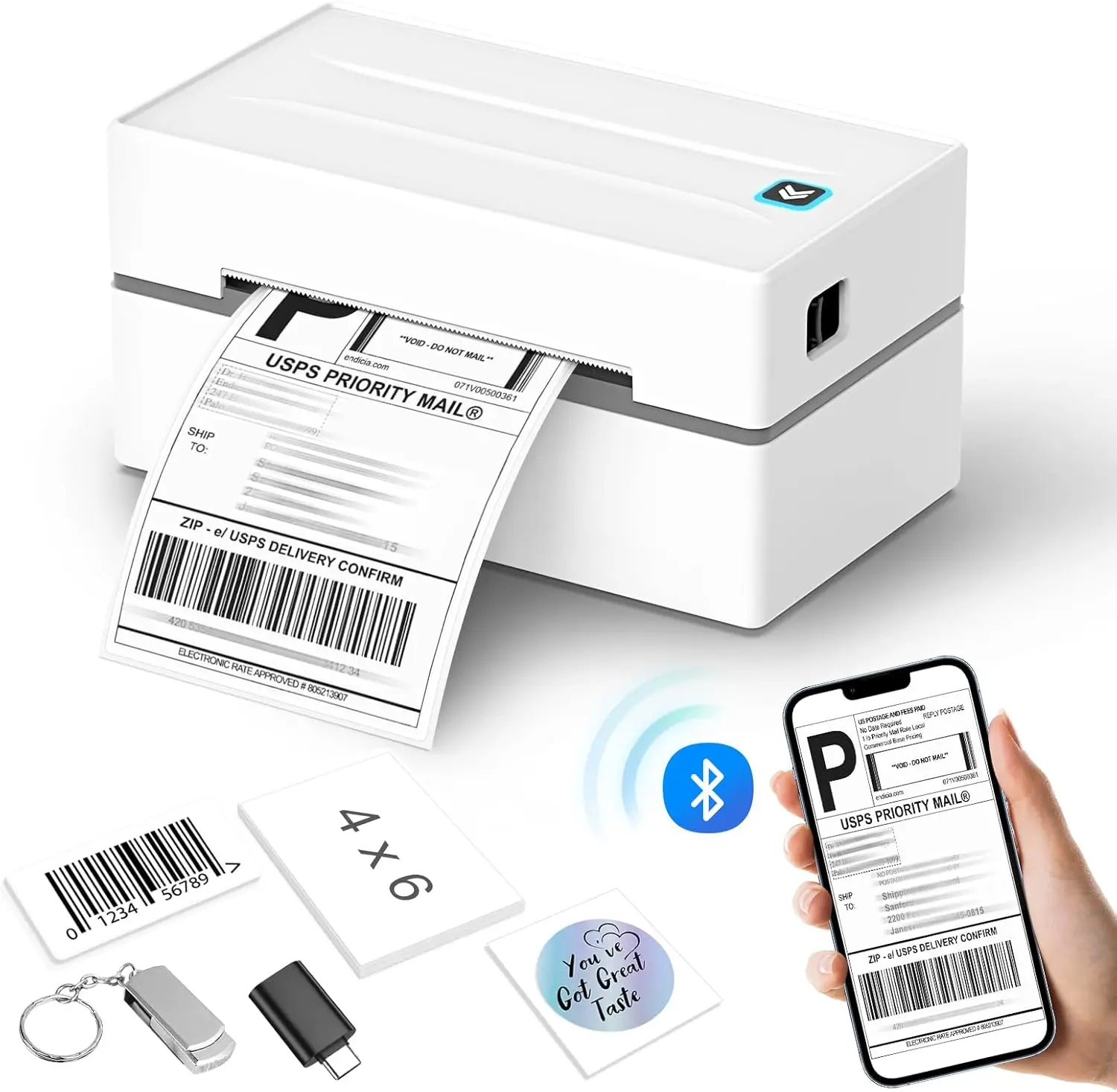 

Bluetooth Thermal Label Printer, Wireless 4x6 Shipping Label Printer for Small Business, Compatible with Android&iOS and Windows