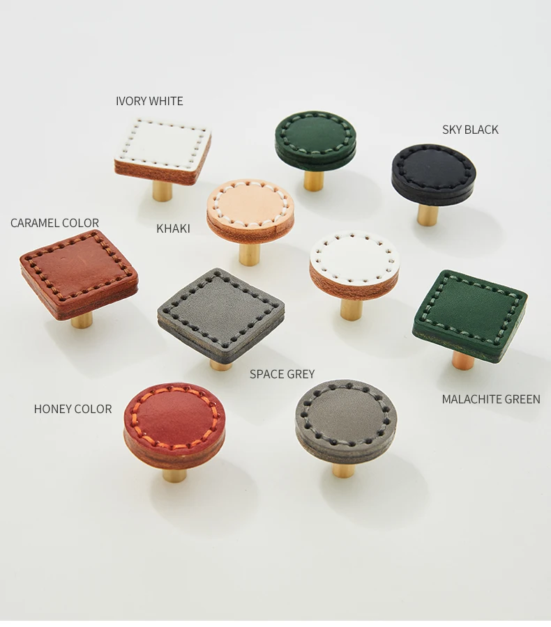 Brass and cowhide leather furniture knob — supplier illustration 22