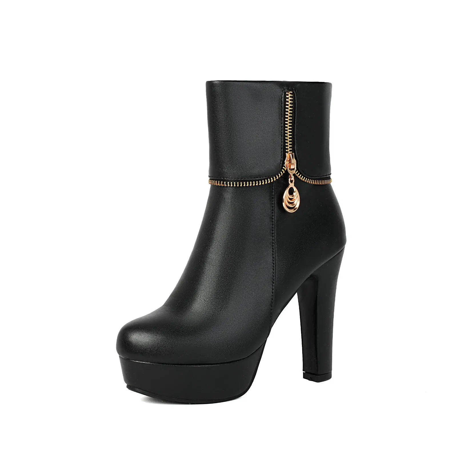 

Женские черные ботильоны на платформе с застежкой-молнией, элегантные туфли на каблуке с шипами, удобные повседневные короткие ботильоны для длительных прогулок