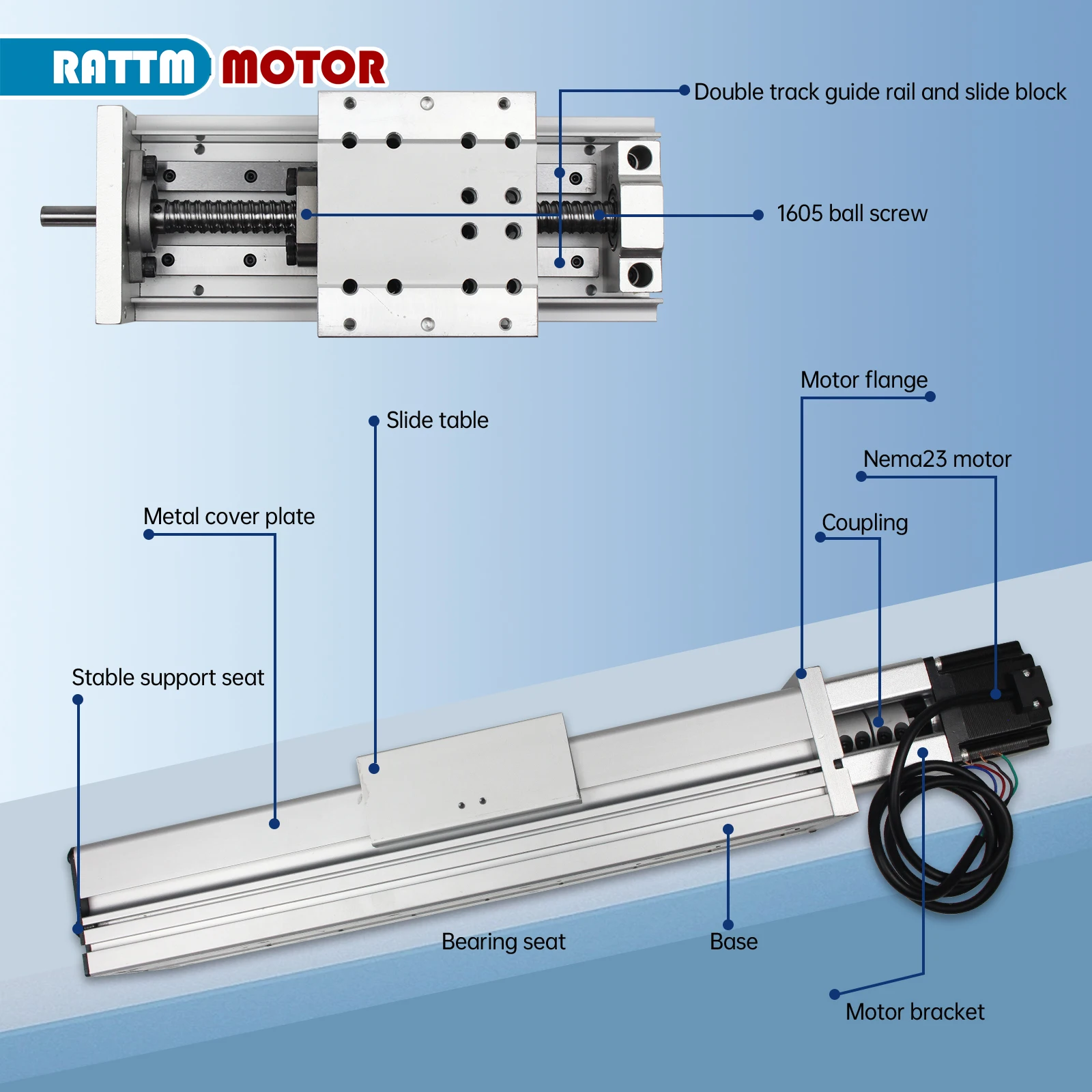 Imagem -02 - Mesa Totalmente Fechada do Trilho do Módulo de Movimento Guia Linear Transversal Fresamento do Router do Cnc Curso 100 mm 200 mm 300 mm 400 mm 500 mm Fbx100