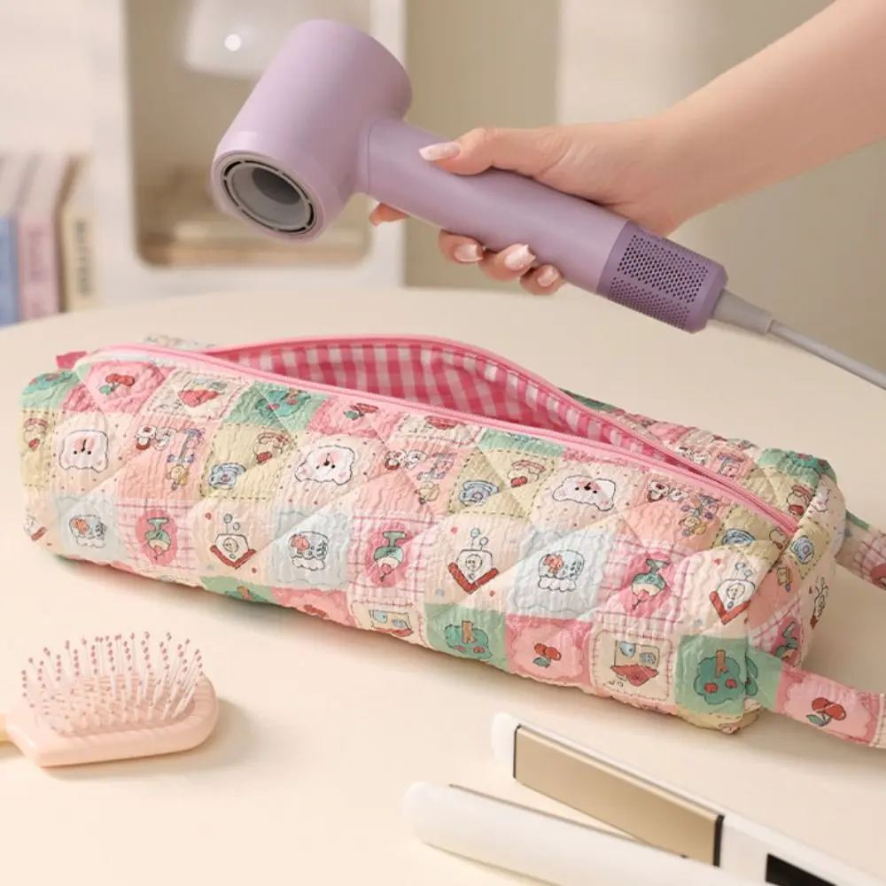

Sweet Hair Dryer Storage Bag Leopard Large Capacity Curler Storage Bag with Handle Flower Pattern Cosmetic Bag