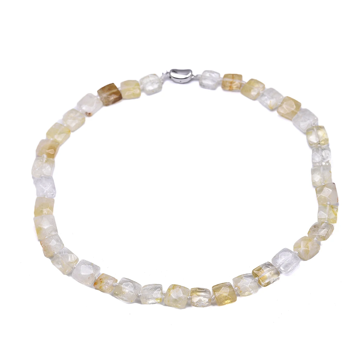 Natural Healing Energy Citrine Chakra Meditation Chokers Necklaces For Women Men Lucky Jewelry 925 Sterling Silver Buckle 10MM