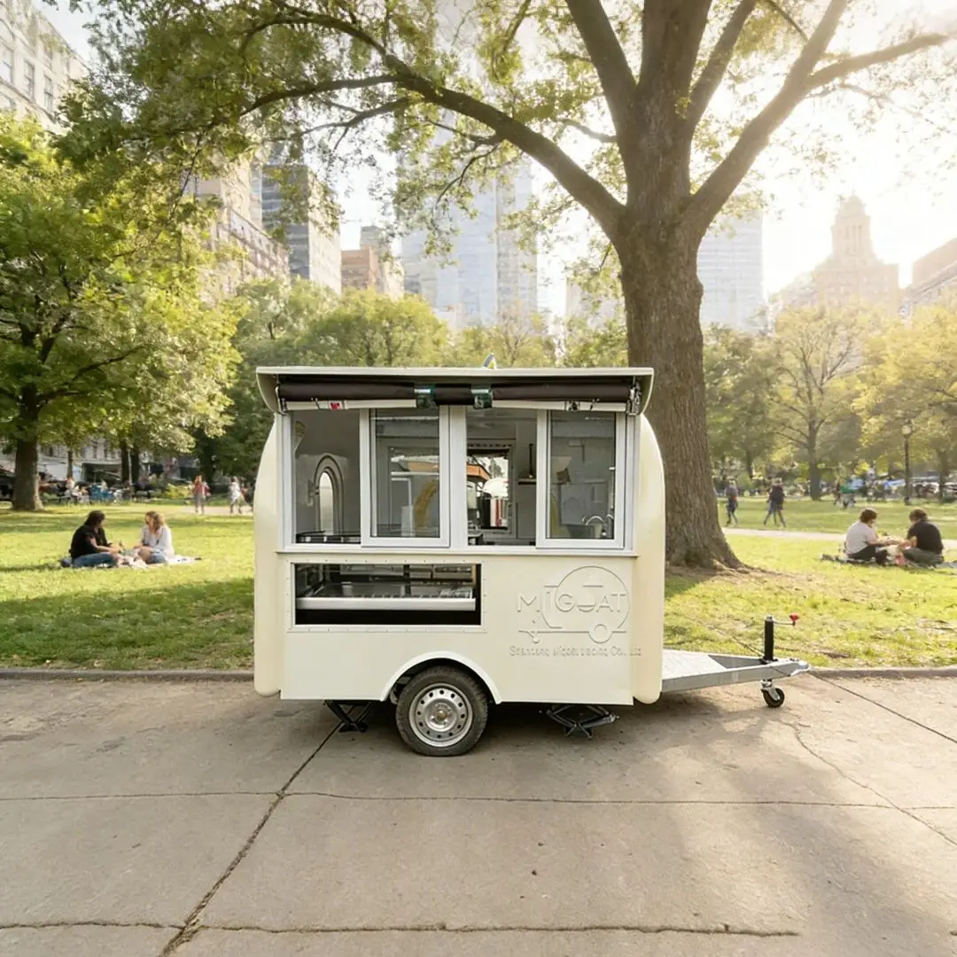 

Custom Street Food Truck Mobile Coffee Snack Cart Fully Equipped with Refrigerator And Display Freezer for Business