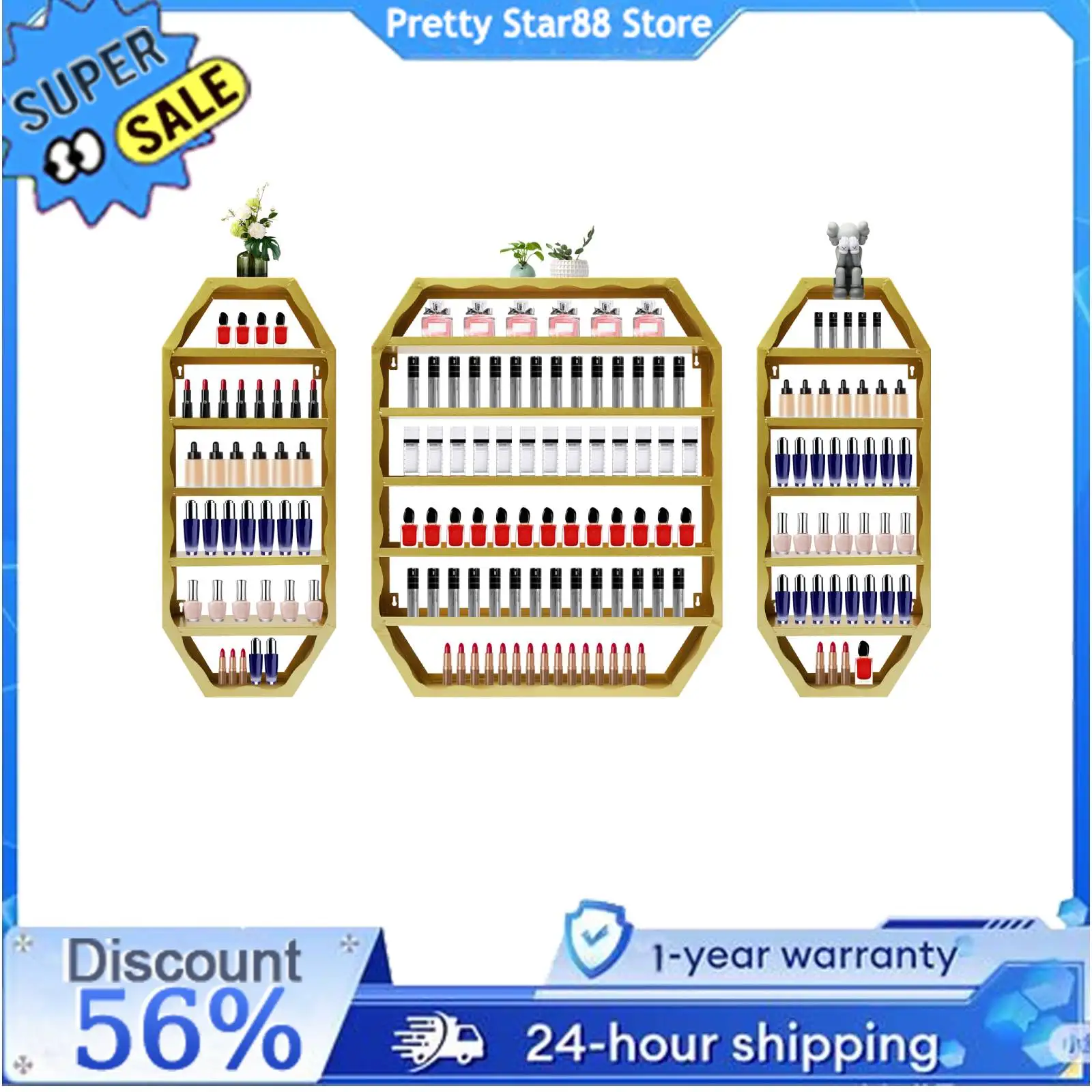 

Multi-tiers Display Wall-Mounted Nail Polish Storage Racks Large Capacity Rack Smooth Edge for Homes/Nail Salons/Stores