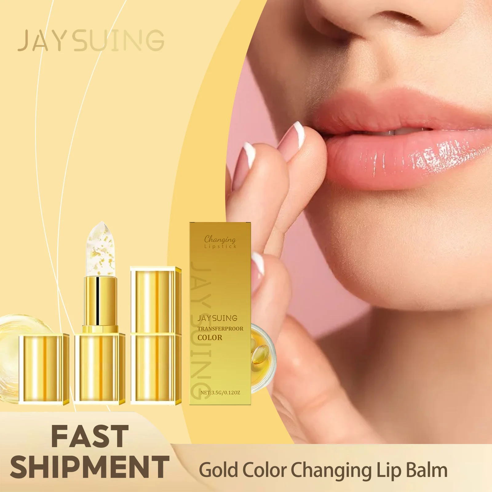 Jaysuing Gold Color Changing Lip Balm Moisturizing Nourishing Reduce Lip Lines Shiny Lip Makeup For Daily Party Use Lip Care