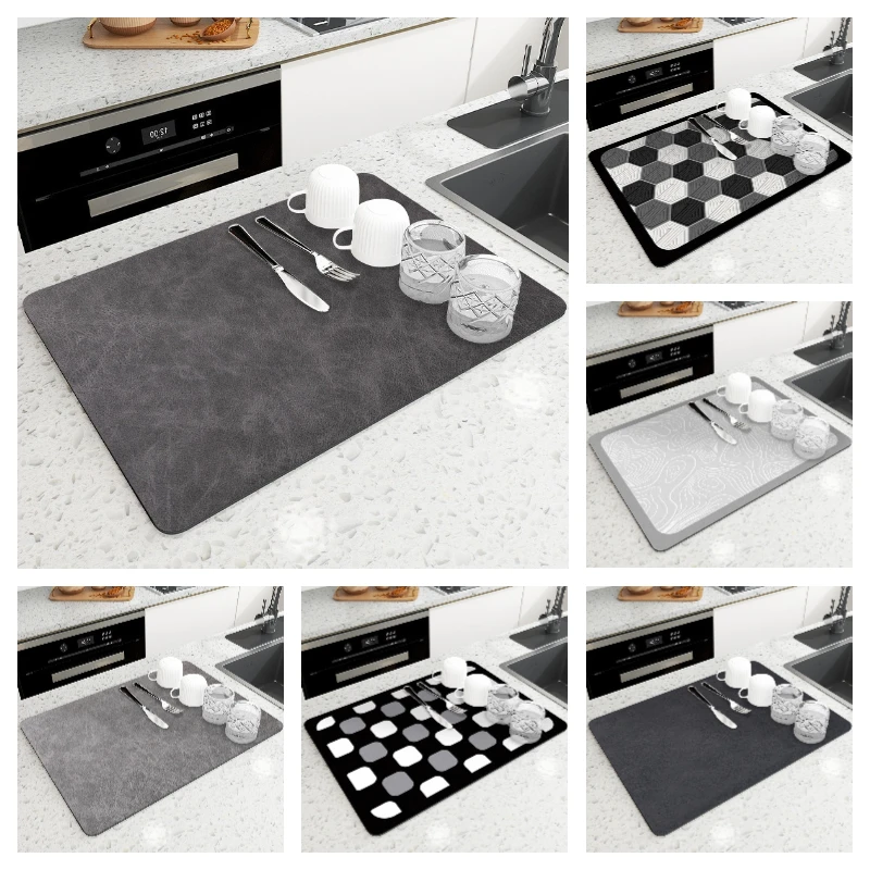 Elegante e minimalista super absorvente grande tapete antiderrapante drenagem prato de secagem rápida cozinha banheiro dreno almofada utensílios de mesa decoração