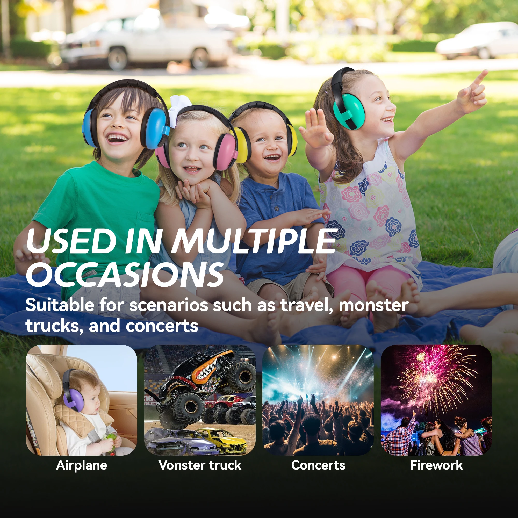 Ochrona uszu dla niemowląt i małych dzieci Redukcja hałasu Nauszniki Dziecięce słuchawki chroniące przed uszkodzeniami słuchu Poprawiają sen